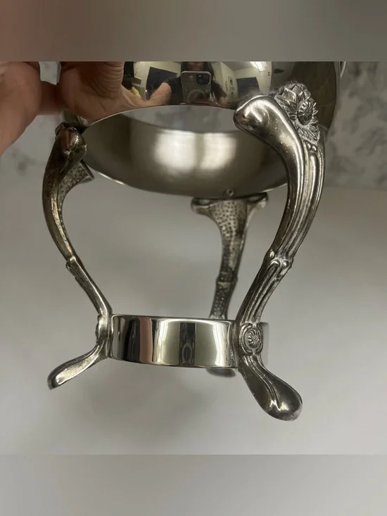 Vintage Silver Footed Planter Rim Stand - 7" Ornate Flower Pedestal - Picture 5 of 8